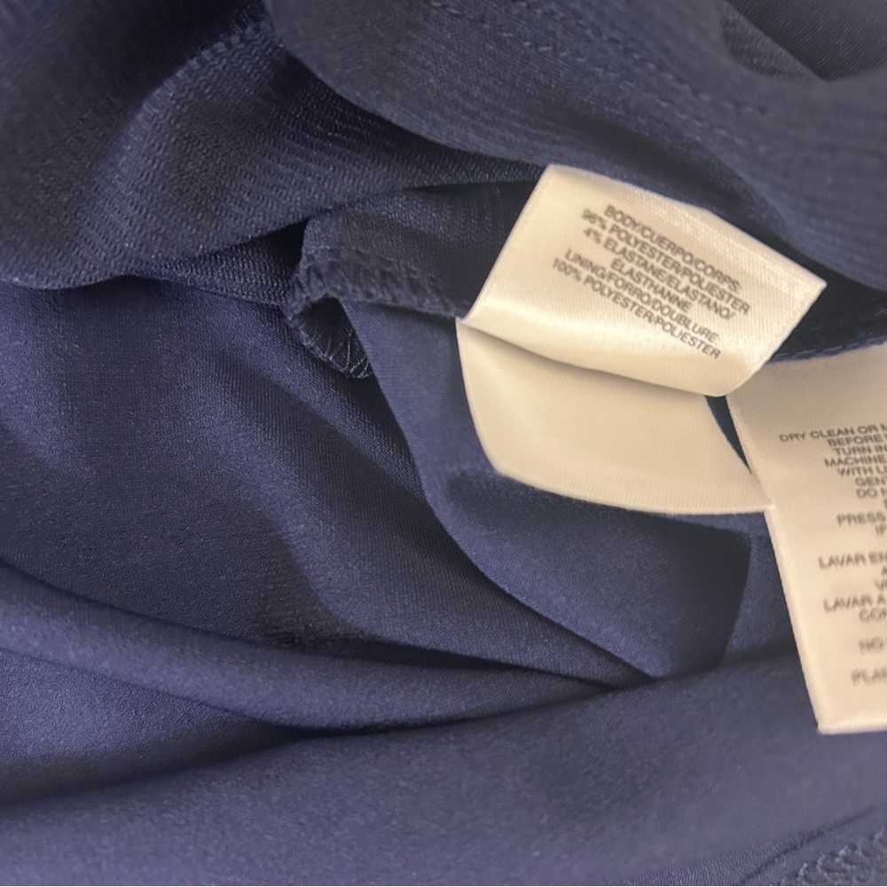 Kasper Three Quarter Sleeve Twist Neck Top in Navy Size SP - Picture 9 of 10